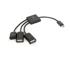 Gembird UHB-OTG-02 Micro-USB OTG Hub černá / 3x USB-A (F) / 1x Micro-USB (M)