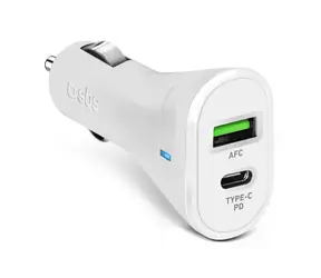 SBS Autoadaptér USB-C PD 20 W & USB AFC 18 W bílá