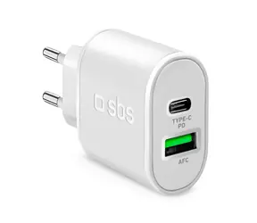 SBS Cestovní adaptér USB-C PD 20 W & USB AFC 18 W bílá