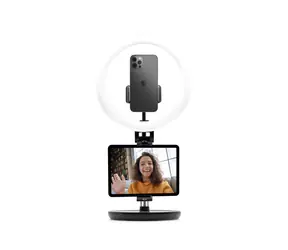 FIXED LEDRing Stativ s kruhovým LED svítidlem černá / 1|4" šroubem / tabletovým držákem a ovládáním na USB kabelu 
