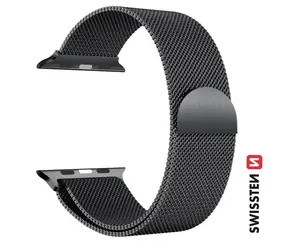 SWISSTEN Milánský tah řemínek pro Apple Watch 42/44/45/49mm černá