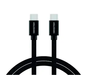 SWISSTEN TEXTILE datový kabel  USB-C - USB-C 2m černá