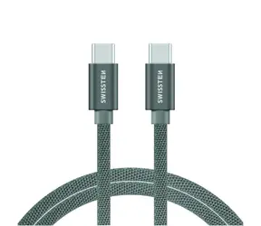 SWISSTEN TEXTILE datový kabel  USB-C - USB-C 2m stříbrná