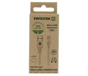 SWISSTEN datový kabel USB - MICRO USB 1.2m bílá  (ECO BALENÍ)