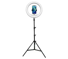 Powerton WPRL2W - Kruhové světlo 13" bilá LED velké / nastavení teploty a svítivost & držák telefonu a stativ