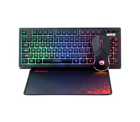 Marvo CM310 (US) černá / Sada klávesnice s herní myší a podložkou / US layout / 3200 DPI / 87 kláves