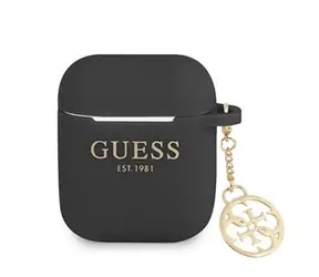 GUESS 4G Charm Silikonové Pouzdro pro Airpods 1 & 2 černá