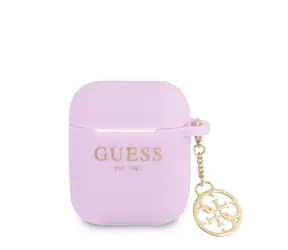 GUESS 4G Charm Silikonové Pouzdro pro Airpods 1 & 2 fialová