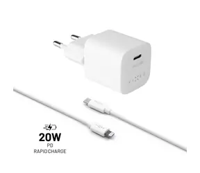 FIXED Mini 20W set síťové nabíječky s USB-C výstupem a USB-C/Lightning kabelu / PD / MFI / bílá