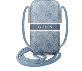 GUESS PU 4G Printed Stripe Pouch L modrá