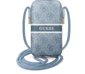 GUESS PU 4G Printed Stripe Pouch S & M modrá