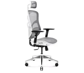 Diablo V-Basic bílo-šedá / ergonomická židle / nastavitelná / síťovaná / pojezdová kolečka / nosnost 150 kg