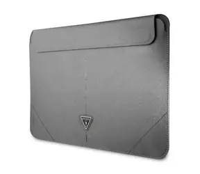 GUESS Saffiano Triangle Metal Logo Computer Sleeve 13 & 14" stříbrná