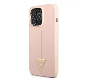 GUESS Silicone Line Triangle Zadní Kryt pro Apple iPhone 13 Pro růžová