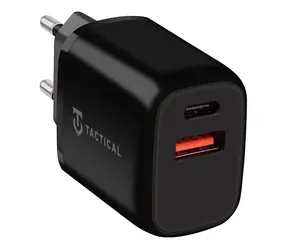 Tactical Base Plug Dual 20W černá / nabíječka do sítě / USB-A & USB-C / 3A 