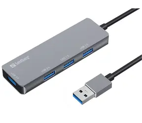 Sandberg SAVER USB-A HUB stříbrná / 1x USB 3.0 / 3x USB 2.0