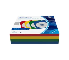MediaRange Barevný papírový obal na CD&DVD s průhledným oknem (100ks)
