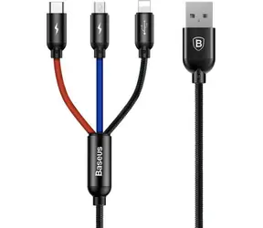 Baseus 3v1 kabel USB-A na Lightning & USB-C & microUSB černá / 1.2 m 