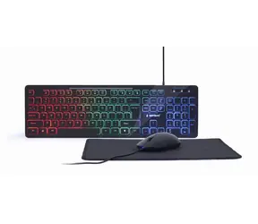 Gembird KBS-UML-01 černá / drátová klávesnice + myš + podložka  / US layout / USB-A / 1000 DPI
