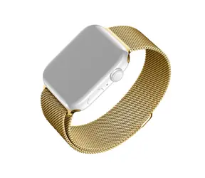 FIXED Mesh Strap Síťovaný nerezový řemínek pro Apple Watch 42 & 44 & 45mm zlatá