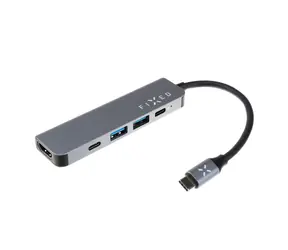 FIXED HUB Mini 5-portový hliníkový USB-C pro notebooky a tablety šedá