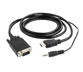 Gembird A-HDMI-VGA-03-10 adaptér HDMI-A (M) na VGA (M) + 3.5 mm audio černá / kabel 3m