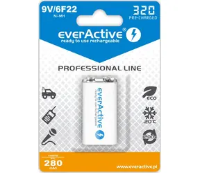 EverActive Professional Line nabíjecí baterie 9V (6F22) 320 mAh 1ks / Ni-MH