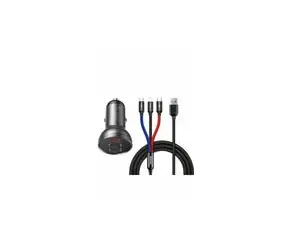 Baseus Digital Display 2-portová USB nabíječka do auta černá  + 3v1 / 1.2m