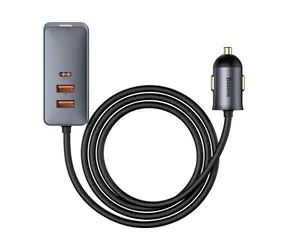 Baseus 3-portová rychlonabíječka do auta 120W šedá / 3x USB-A / 1x USB-C 