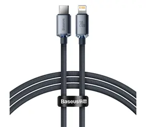 Baseus CAJY000201 Crystal Shine Serier černá / USB-C na Lightinhg / 1.2m