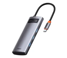 Baseus WKWG020013 Metal Gleam Series 5v1 / multifunkční HUB 5v1 / USB-C / HDMI / 3x USB-A