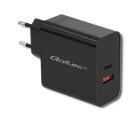 Qoltec 51716 adaptér 63W černá / 5-20V / 1.5-3A / USB type C PD / USB QC 3.0