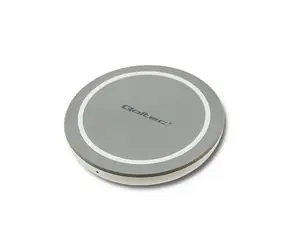 Qoltec 51840 RING bezdrátová nabíječka šedá / Qualcomm QuickCharge 3.0 / 10W