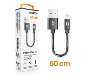 Aligator Premium Datový kabel 2A Lightning 50cm černá