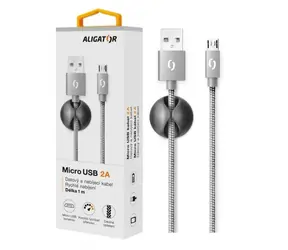 Aligator Premium Datový kabel 2A Micro USB šedá