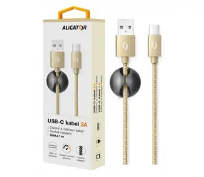 Aligator Premium Datový kabel 2A USB-C zlatá