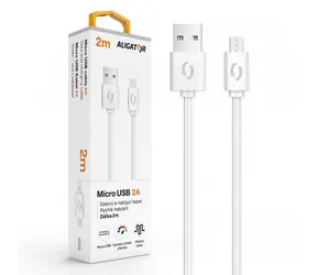 Aligator 2A Datový kabel  micro USB 2m bílá