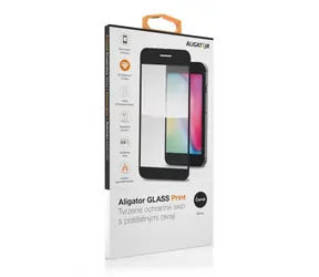 Aligator PRINT Ochranné tvrzené sklo pro Realme C11 (2021) černá / celoplošné lepení / doprodej