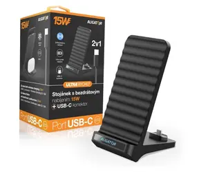 Aligator Stojánek s bezdrátovým nabíjením 15W a USB-C konektorem černá