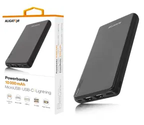 Aligator PB1000 Powerbanka 10 000mAh 3v1 černá / micro / lightning / USB-C