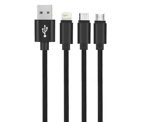 Setty GSM043225 3v1 USB 2.0 (M) - USB-C/MicroUSB/Lighting (M) černá / datový kabel  / 1m