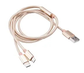 Akasa AK-CBUB42-12GL 2v1 zlatá / kabel USB-A / USB-C / microUSB / 1.2 m