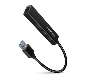 AXAGON HMA-GL3A, USB 5Gbps hub, porty 3x USB-A + Gigabit Ethernet, kovový, kabel USB-A 20cm