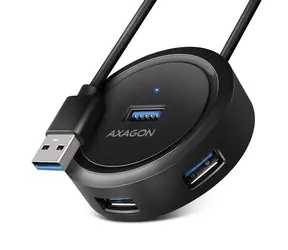 AXAGON HUE-P1A, 4x USB 3.2 Gen 1 ROUND hub, micro USB nap. konektor, kabel USB-A 30cm
