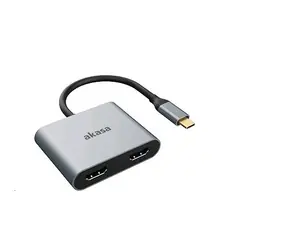 Akasa AK-CBCA26-18BK adaptér šedá / USB-C dokovací adaptér / USB-C 3.0 / 2x HDMI / 4K@60Hz