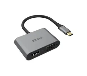 Akasa AK-CBCA23-18BK adaptér šedá / USB-C dokovací adaptér / VGA / HDMI / 4K@60Hz