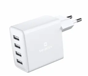SWISSTEN Síťový adaptér 4xUSB-A 20W / 4x USB-A / 20W / Smart IC / 5V / 2.4 A