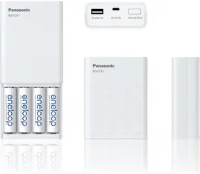 Panasonic K-KJ87MCC40USB PowerBank 1900mAh bílá / 4x AA baterie
