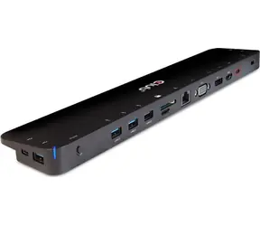 CLUB3D UNIVERSAL USB-C Docking Station 65W  černá / dokovací stanice / výstup max 65W / VGA+HDMI+DP / USB / 3.5mm jack
