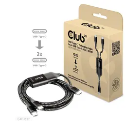 CLUB3D CAC-1527 nabíjecí kabel USB-C na 2x USB-C M/M černá 1.83m / 100W 